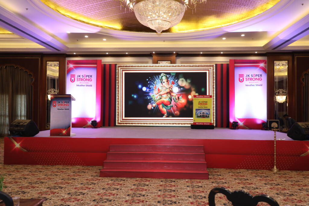 Corporate Event Stage and Backdrop with Podium