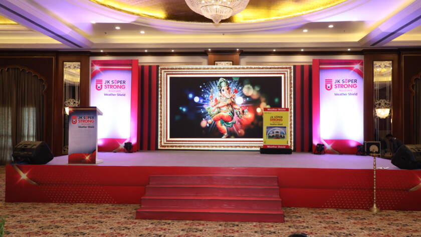 Corporate Event Stage and Backdrop with Podium