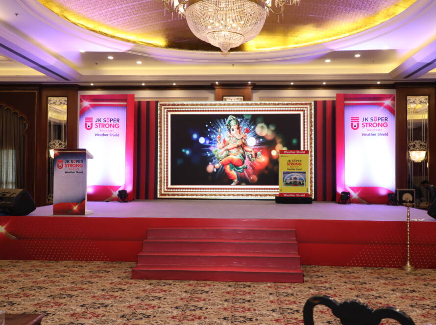 Corporate Event Stage and Backdrop with Podium